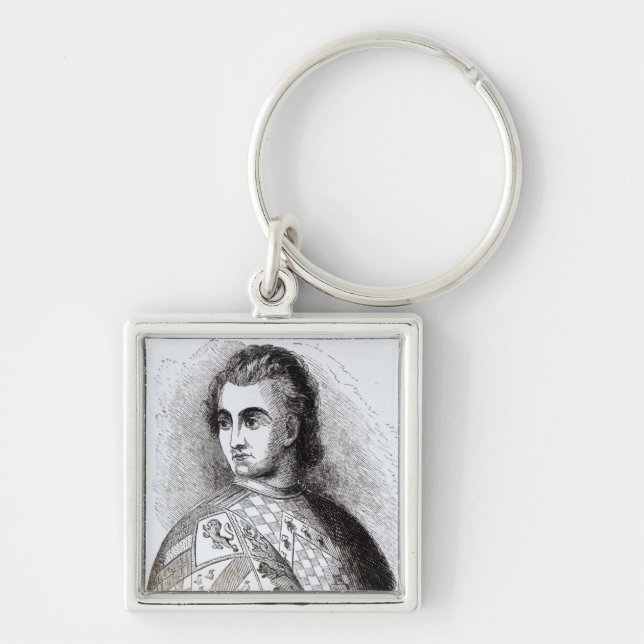 Porträtt av John Talbot Fyrkantig Silverfärgad Nyckelring (Framsidan)