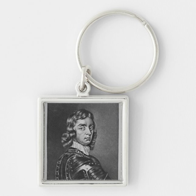Porträtt av John Viscount Mordaunt Fyrkantig Silverfärgad Nyckelring (Framsidan)