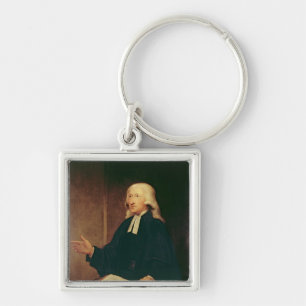 Porträtt av John Wesley 1788 Fyrkantig Silverfärgad Nyckelring