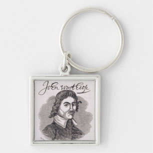 Porträtt av John Winthrop Fyrkantig Silverfärgad Nyckelring