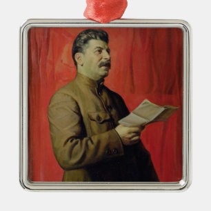 Porträtt av Josif Stalin, 1933 Julgransprydnad Metall