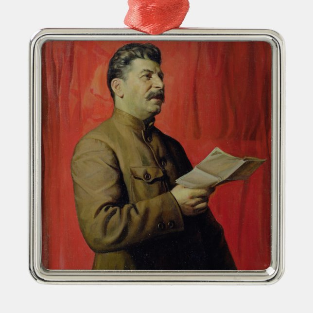 Porträtt av Josif Stalin, 1933 Julgransprydnad Metall (Framsidan)
