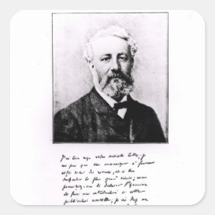 Porträtt av Jules Verne Fyrkantigt Klistermärke