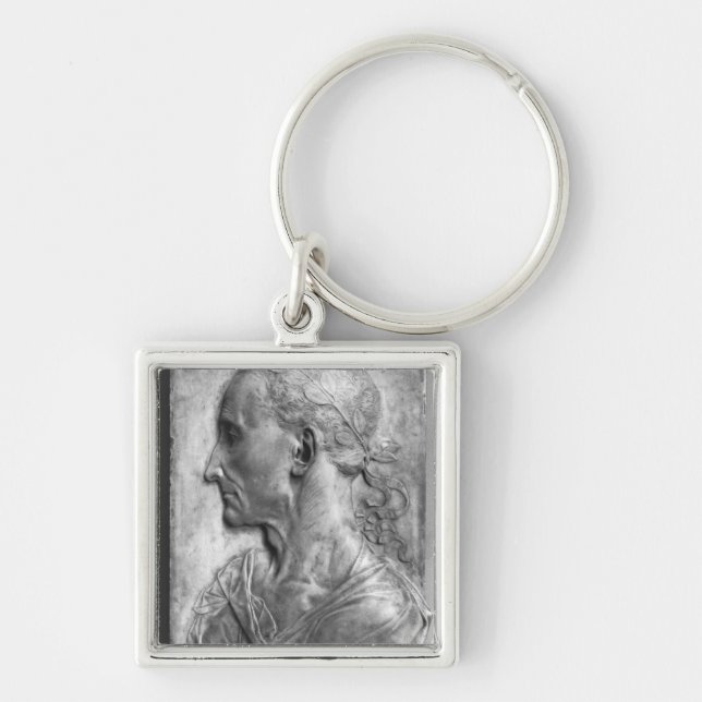 Porträtt av Julius Caesar Fyrkantig Silverfärgad Nyckelring (Framsidan)