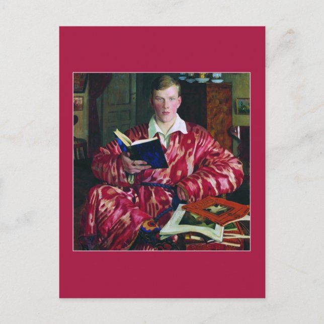 Porträtt av K. B. Kustodiev av Boris Kustodiev Vykort (Framsida)