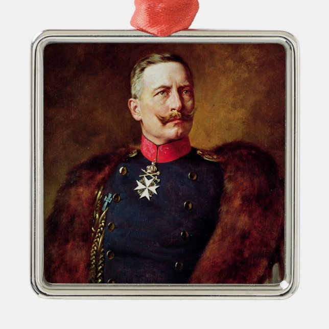 Porträtt av Kaiser Wilhelm Ii Julgransprydnad Metall (Framsidan)