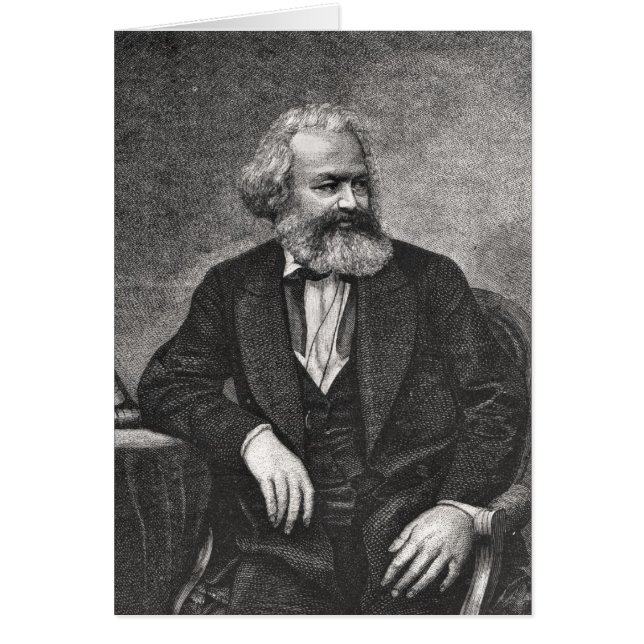 Porträtt av Karl Marx 1857 Hälsningskort (Framsidan)