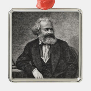 Porträtt av Karl Marx 1857 Julgransprydnad Metall