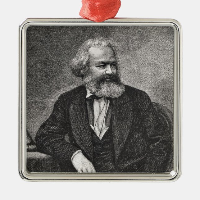Porträtt av Karl Marx 1857 Julgransprydnad Metall (Framsidan)