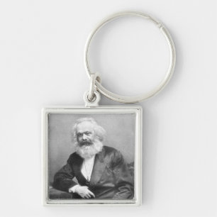 Porträtt av Karl Marx Fyrkantig Silverfärgad Nyckelring