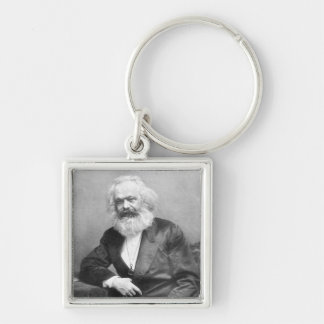 Porträtt av Karl Marx Fyrkantig Silverfärgad Nyckelring