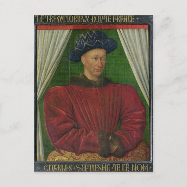 Porträtt av Karl VII, c.1445-50 Vykort (Framsida)