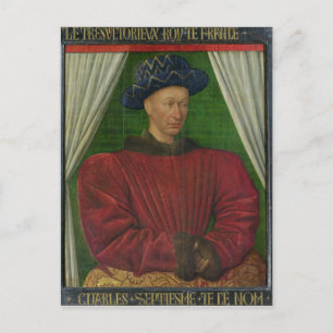 Porträtt av Karl VII, c.1445-50 Vykort
