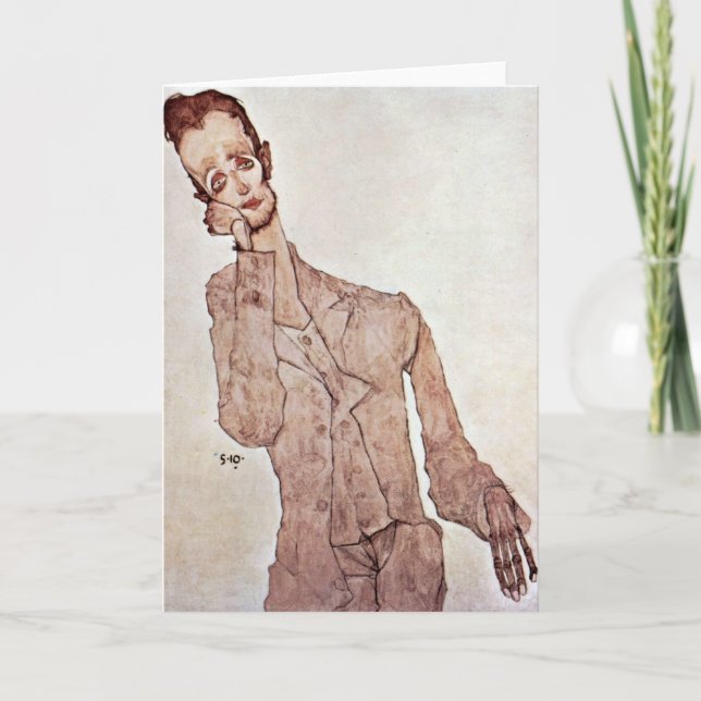 Porträtt av Karl Zakovsek av Egon Schiele Kort (Framsida)