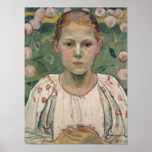 Porträtt av Kathe von Bach i trädgården Poster