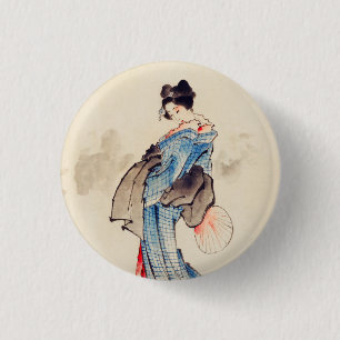 Porträtt av Katsushika Hokusai (kvinna i Fullt) Knapp