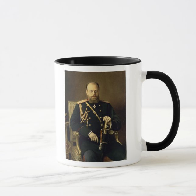 Porträtt av kejsaren Alexander III 1886 Mugg (Höger)