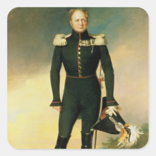 Porträtt av kejsaren Alexander mig 1825 Fyrkantigt Klistermärke