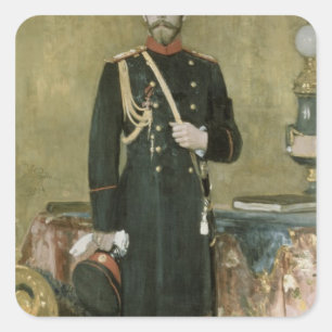 Porträtt av kejsaren Nicholas II 1895 Fyrkantigt Klistermärke