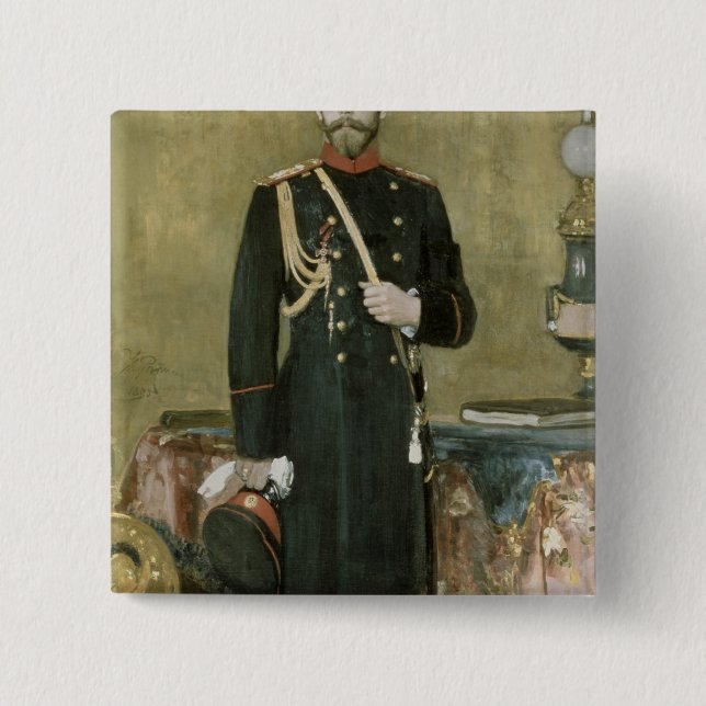 Porträtt av kejsaren Nicholas II 1895 Knapp (Framsida)