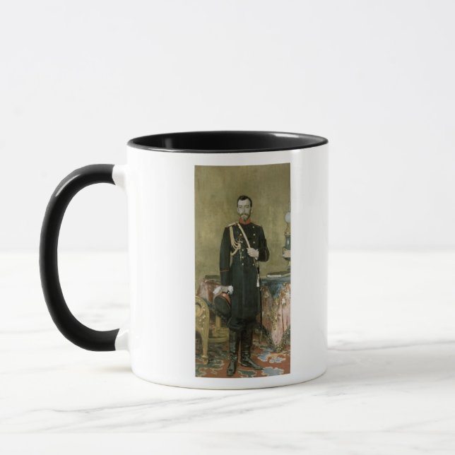 Porträtt av kejsaren Nicholas II 1895 Mugg (Vänster)