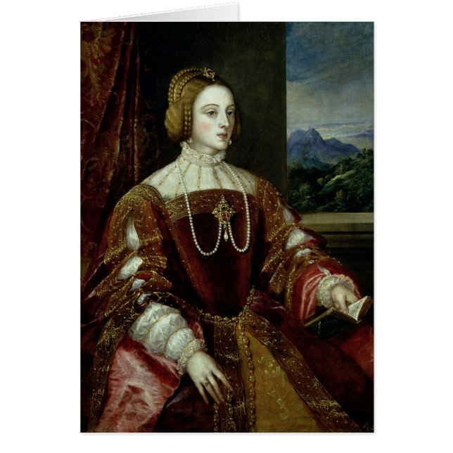 Porträtt av kejsarinnan Isabella av Portugal Hälsningskort (Framsidan)