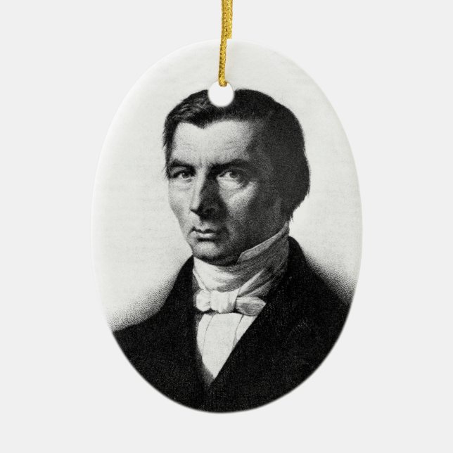 Porträtt av klassiska frisinnade Frederic Bastiat Julgransprydnad Keramik (Framsidan)