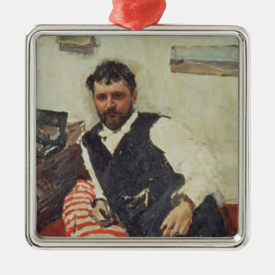 Porträtt av Konstantin Korovin, 1891 Julgransprydnad Metall