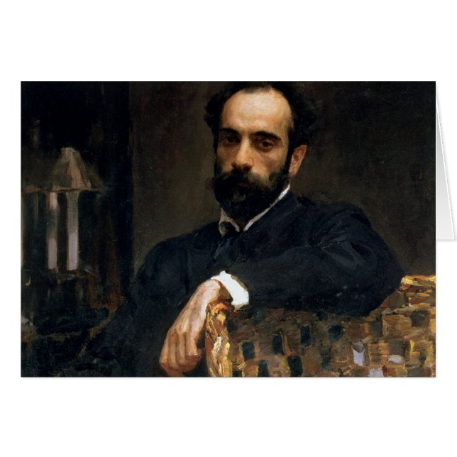 Porträtt av konstnären Isaak Ilyich Levitan Hälsningskort (Framsidan Horizontal)