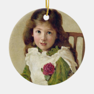 Porträtt av konstnärens dotter (olja på kanfas) julgransprydnad keramik