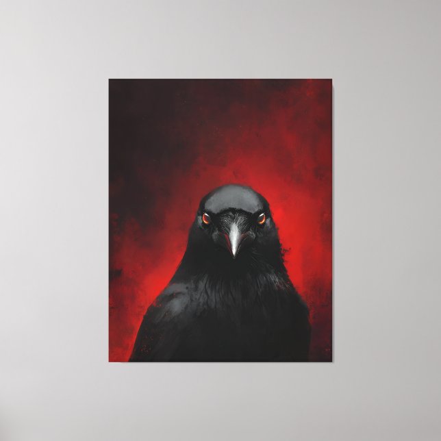 Porträtt av korp med röda ögon canvastryck (Framsida)