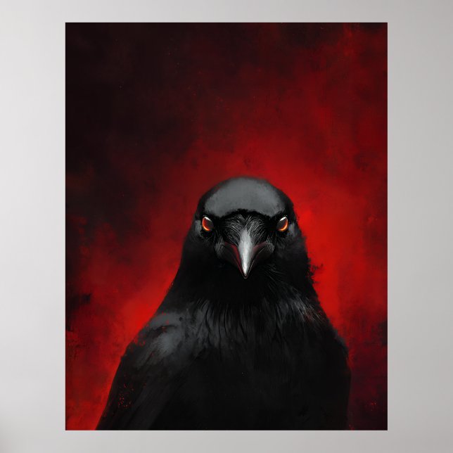 Porträtt av korp med röda ögon poster (Framsidan)