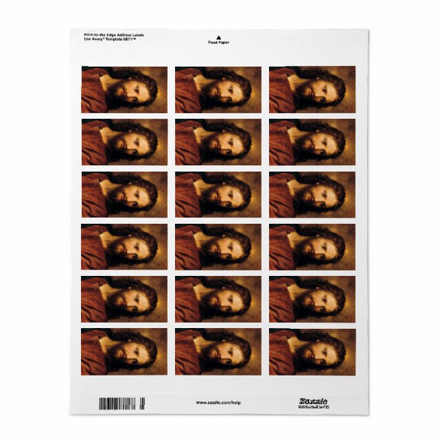 Porträtt av Kristus av Heinrich Hofmann Adressetikett (Helt Ark)