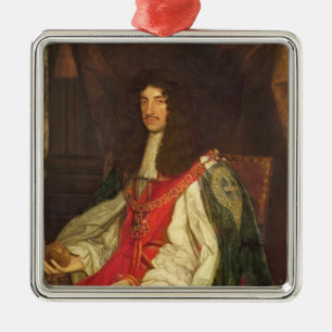 Porträtt av kungen Charles II, c.1660-65 Julgransprydnad Metall
