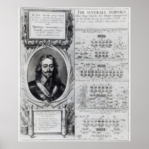 Porträtt av kungen Charles mig med diagram Poster