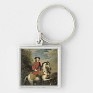 Porträtt av kungen George mig, 1717 Fyrkantig Silverfärgad Nyckelring
