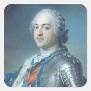 Porträtt av kungen Louis XV 1748 Fyrkantigt Klistermärke