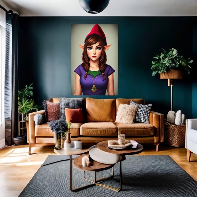 Porträtt av kvinnlig gnomelvhybrid | AI Art Poster (Skapare uppladdad)