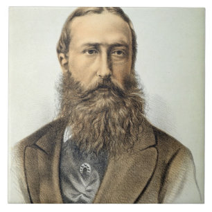 Porträtt av Leopold II (1835-1909), kung av Belgi Kakelplatta