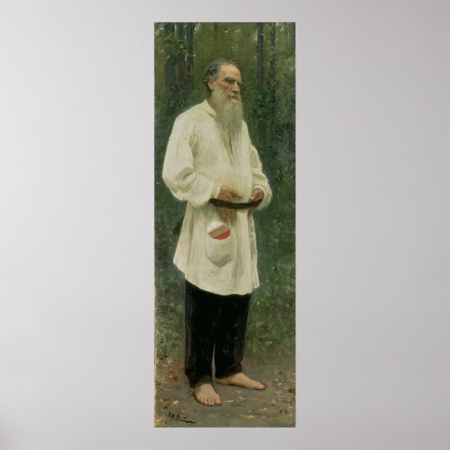 Porträtt av Lev Tolstoy 1901 Poster (Framsidan)