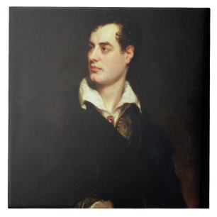 Porträtt av Lord Byron (1788-1824) (olja på Kakelplatta