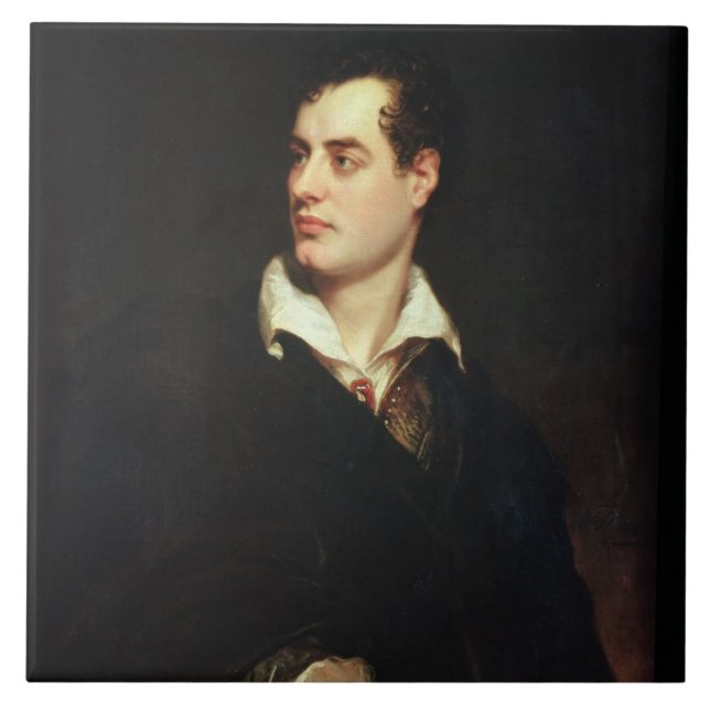 Porträtt av Lord Byron (1788-1824) (olja på Kakelplatta (Framsidan)