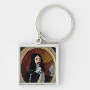 Porträtt av Louis XIII efter 1610 Fyrkantig Silverfärgad Nyckelring