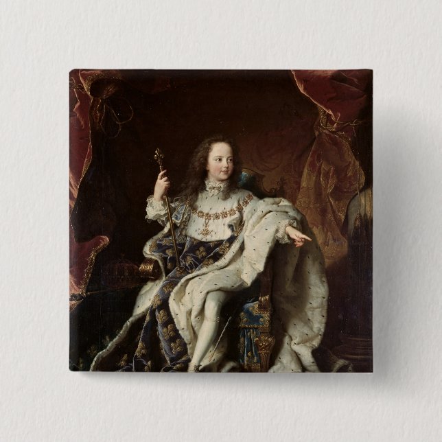 Porträtt av Louis XV i Coronationskrud, 1715 Knapp (Framsida)