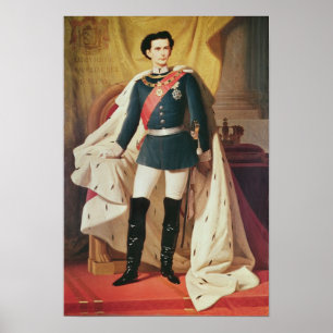 Porträtt av Ludwig II av Bayern i enhetligt Poster