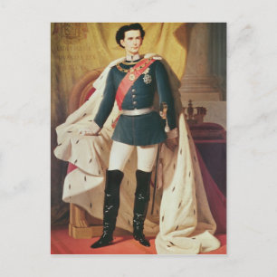Porträtt av Ludwig II av Bayern i enhetligt Vykort
