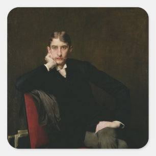 Porträtt av M. Fitzgerald, 1889 Fyrkantigt Klistermärke