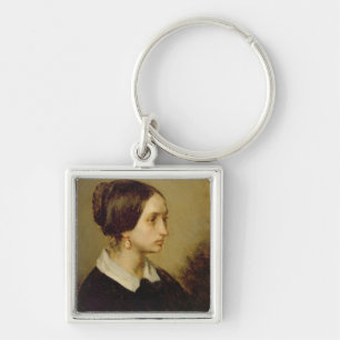 Porträtt av madamen Ono, 1844 Fyrkantig Silverfärgad Nyckelring