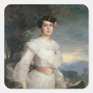 Porträtt av Madeleine Reclus, 1902 Fyrkantigt Klistermärke