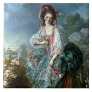 Porträtt av mademoisellen Guimard som Terpsichore Kakelplatta